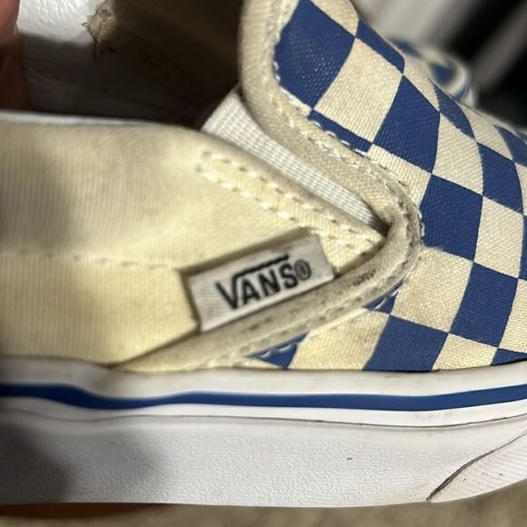 🔥 Vans Off The Wall Blue/Off White Checkered  Slip On Sneakers Men 5  Women 6.5 - Picture 7 of 11